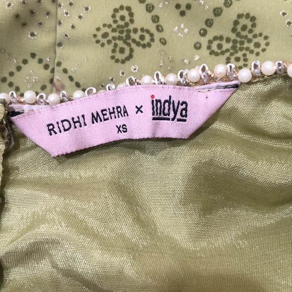 Ridhi Mehra x Indya Wide Leg Flare Jumpsuit Size XS Green Gold Print - Picture 6 of 12